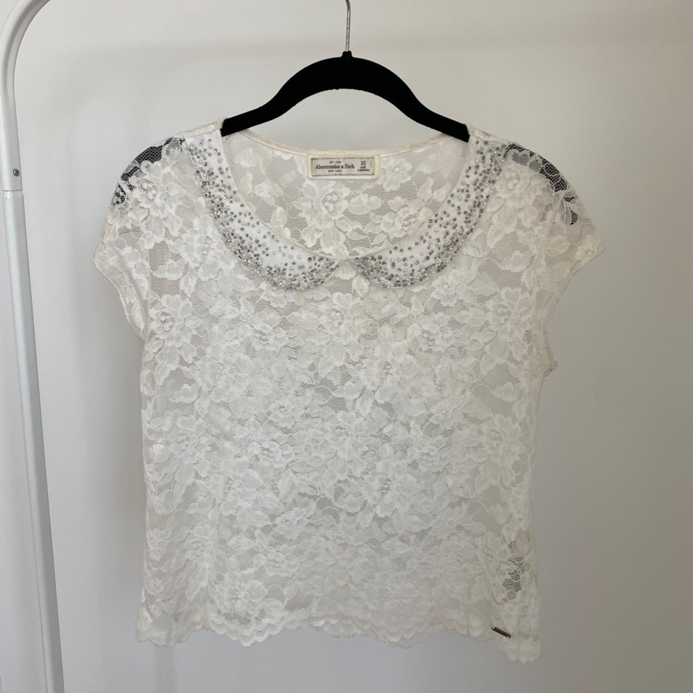 Abercrombie Lace White Top XS
